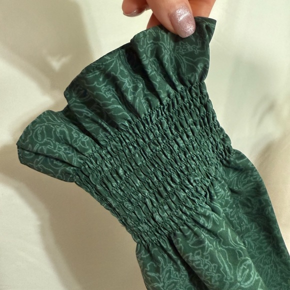 Eshakti Dress sz4 Smocked Green LS pockets Cottagecore Prairie Boho - Picture 3 of 9